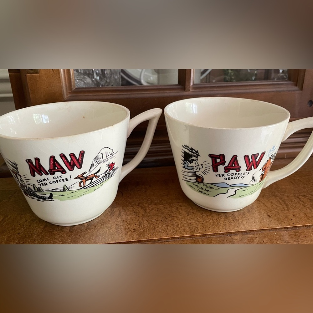 Vintage Maw And Paw Coffee Mugs, Set of Two